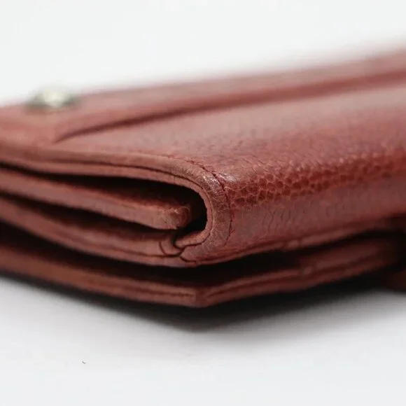 Chanel Red Caviar Leather Billfold Vintage 2005 Wallet